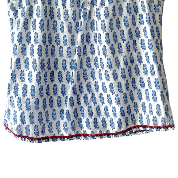 LUCKY BRAND | EMBROIDERED COTTON TOP LIKE NEW BUTTON UP BACK RED BLUE | LARGE - Picture 4 of 12